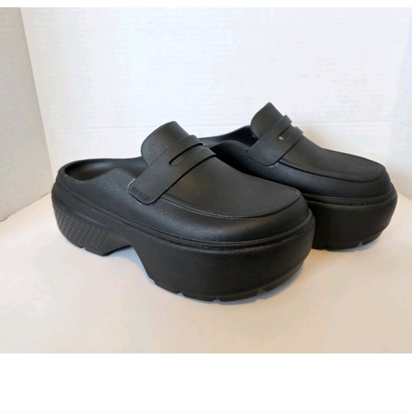CROCS Shoes - Crocs Stomp Loafer Unisex Black Slip On Platform Casual Sandal Womens 7 Mens 5